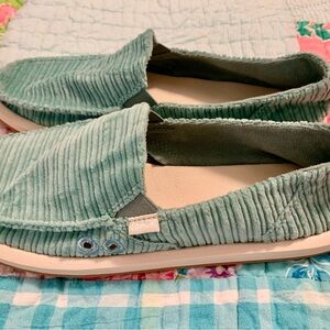 Sanuk Light Blue Corduroy Unisex Slip-Ons Size 9